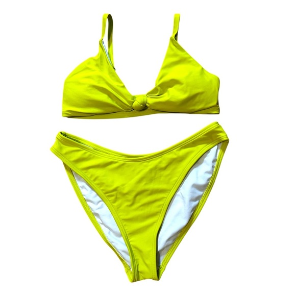 Swimsuits For All x GabiFresh Size 12 Bikini Bathing Suit Neon Green Chartreuse - Picture 1 of 6